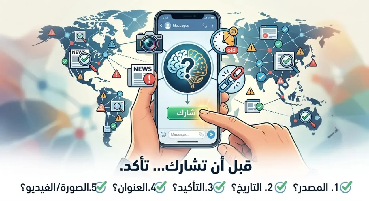 image about قبل أن تضغط «مشاركة»… تأكد أن المعلومة تستحق أن تصل لغيرك