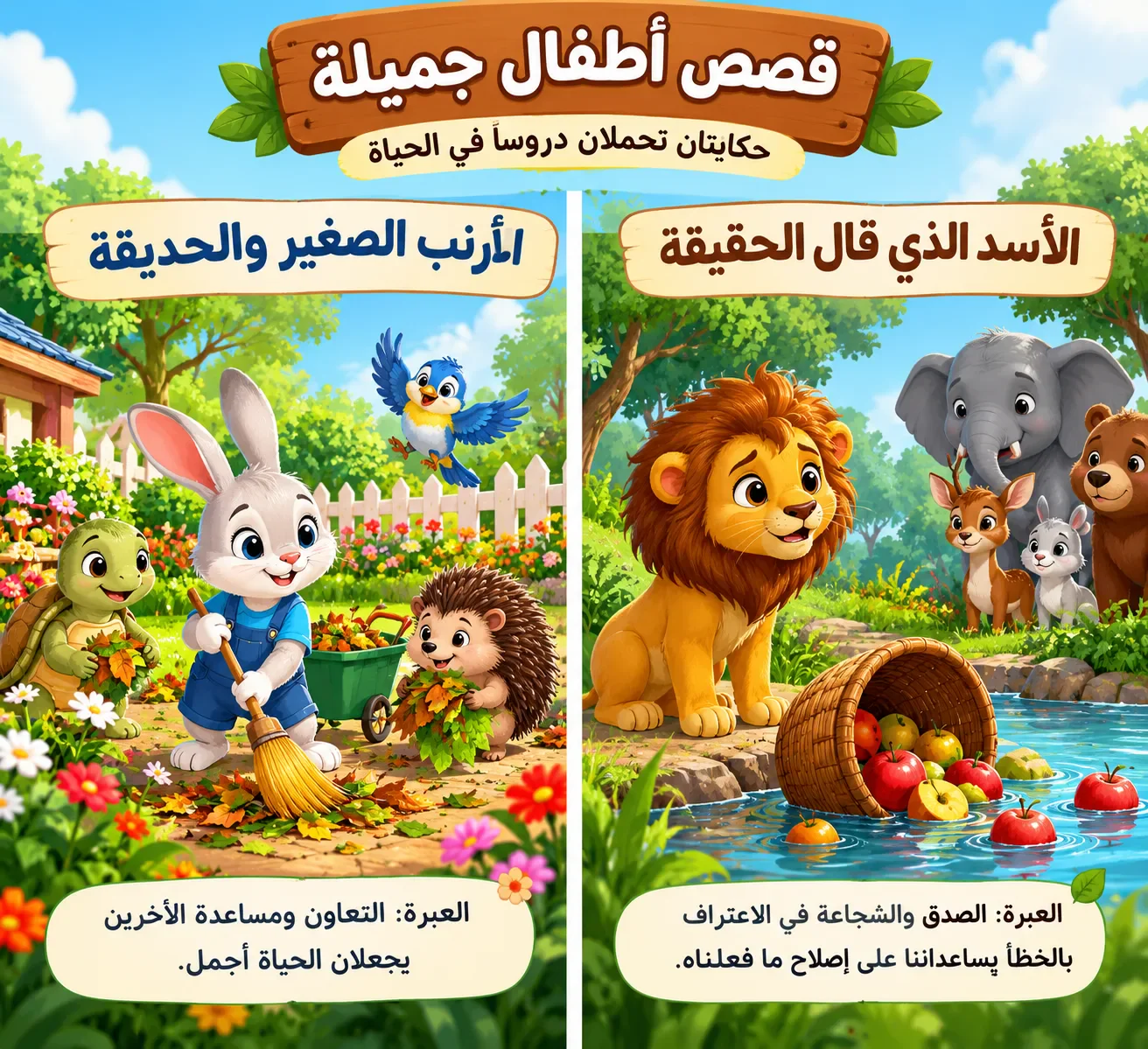 image about 🌟 قصص أطفال قصيرة وممتعة: حكايتان تحملان درسًا جميلًا
