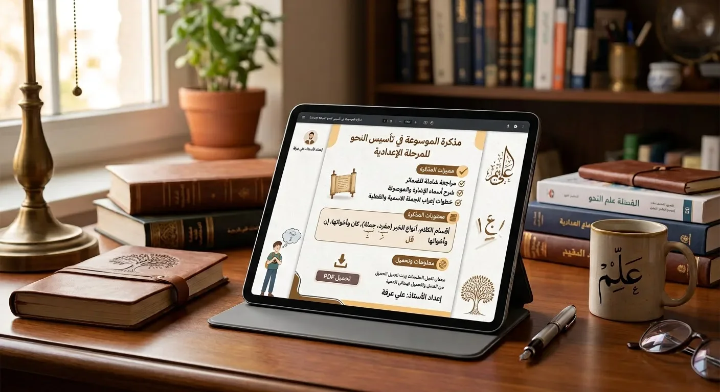 image about تحميل مذكرة الموسوعة في تأسيس النحو للمرحلة الإعدادية - أ/ علي عرفة