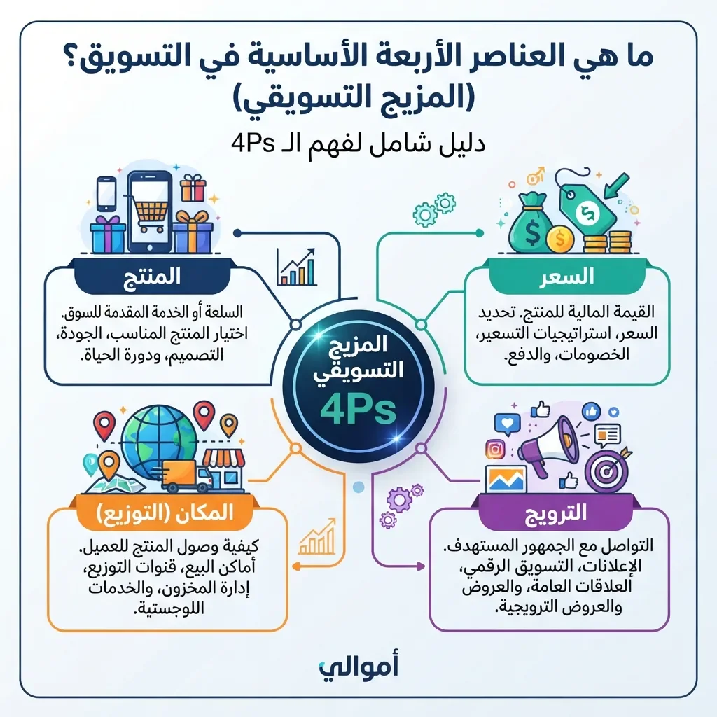 image about العناصر الأربعة الأساسية في التسويق