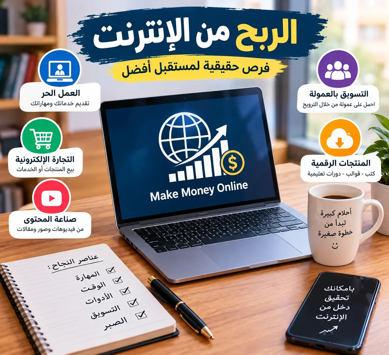image about الربح من الإنترنت: أهم الطرق والعناصر التي تساعدك على تحقيق دخل