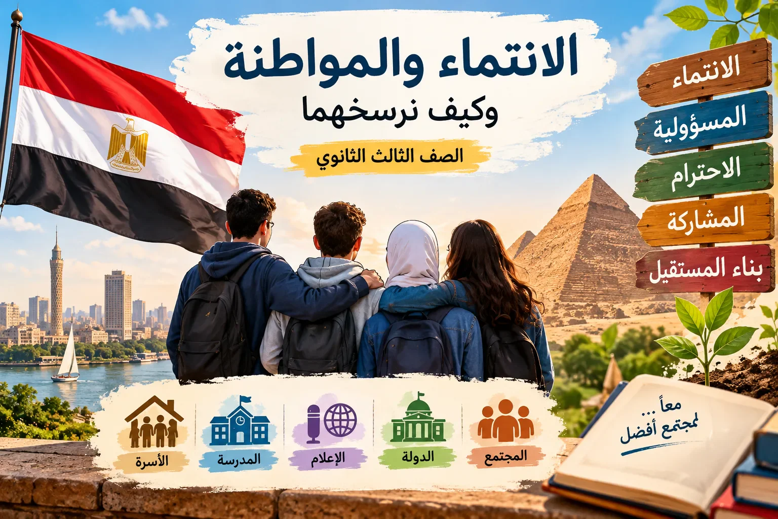 image about الانتماء والمواطنة وكيف نرسخهما في نفوس الشباب: دور الأسرة والمدرسة والمجتمع في بناء جيل واعٍ يحب وطنه، ويحترم القوانين،