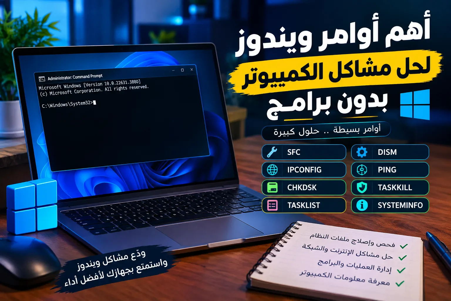 image about أهم أوامر ويندوز التي يجب أن تعرفها لحل مشاكل الكمبيوتر بدون برامج