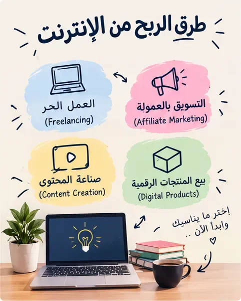 image about الربح من الإنترنت: أفضل الطرق لتحقيق دخل حقيقي من المنزل
