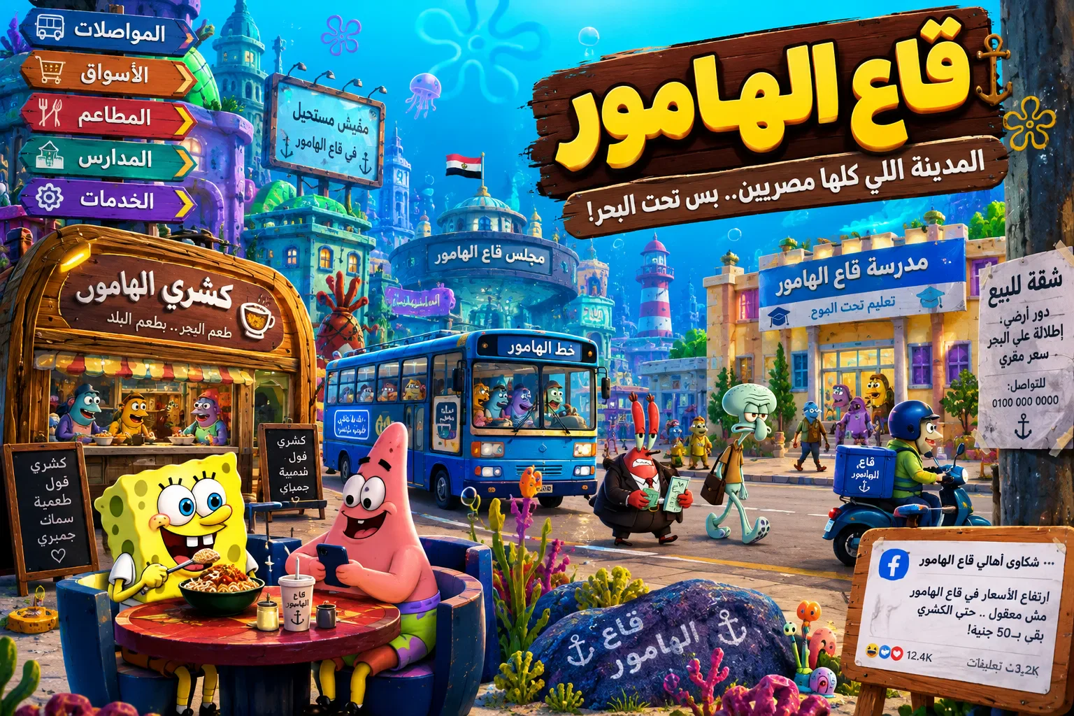 image about قاع الهامور.. إيه حكاية الترند المصري اللي حوّل عالم سبونج بوب لمدينة حقيقية؟