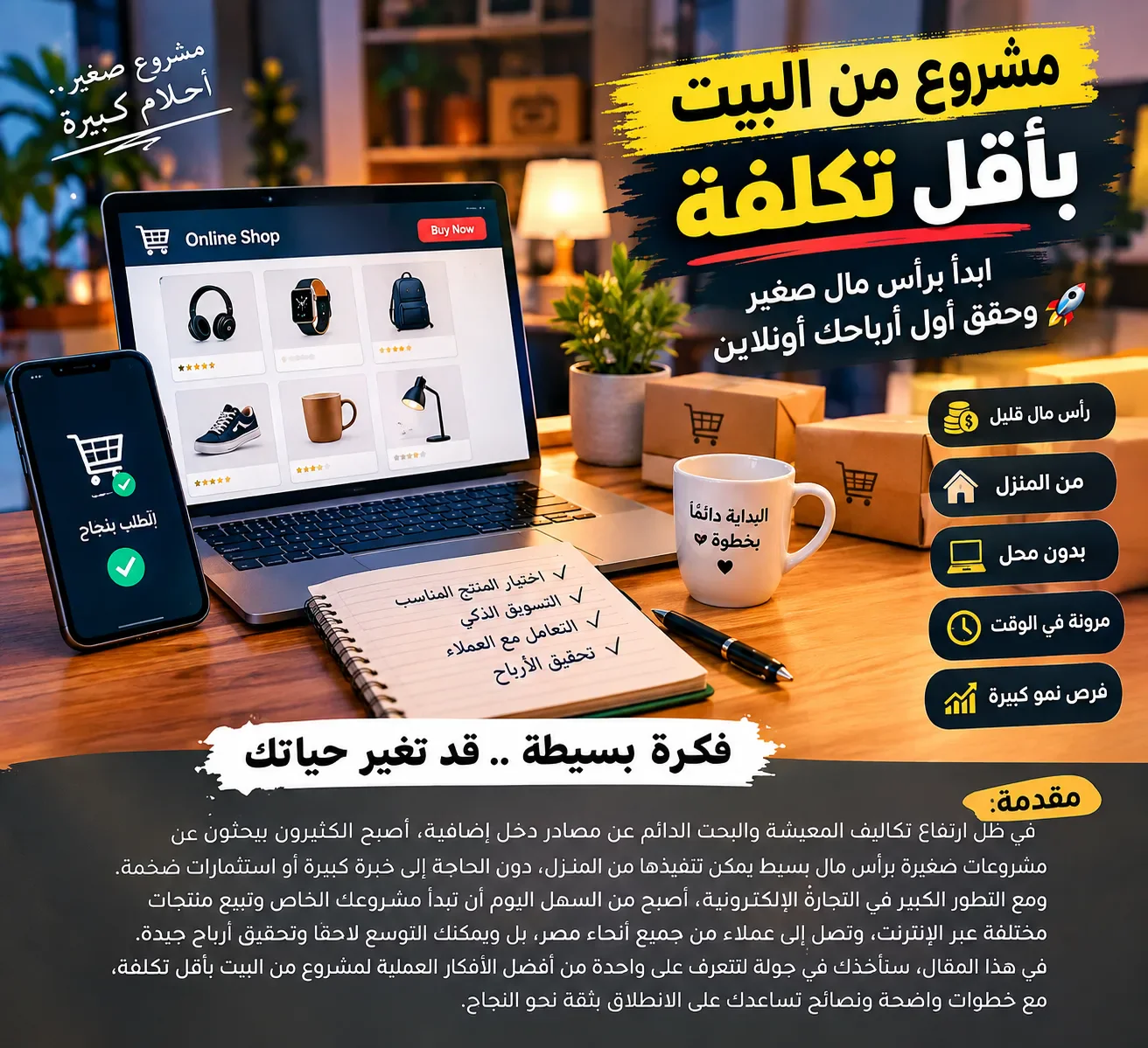 image about 🚨 مشروع العمر برأس مال صغير.. ابدأ من بيتك وابدأ أول مبيعاتك أونلاين!