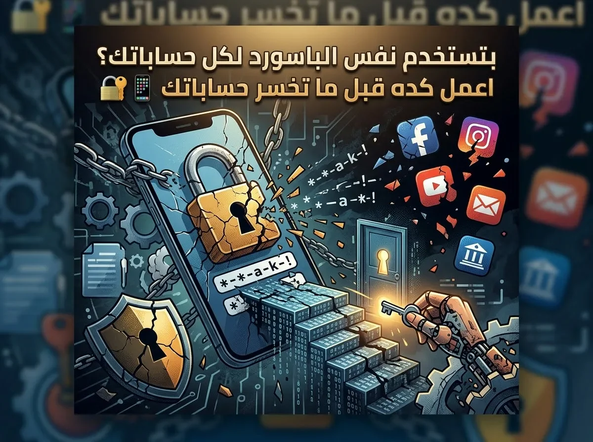 image about بتستخدم نفس الباسورد لكل حساباتك؟ اعمل كده قبل ما تخسر حساباتك 🔐📱