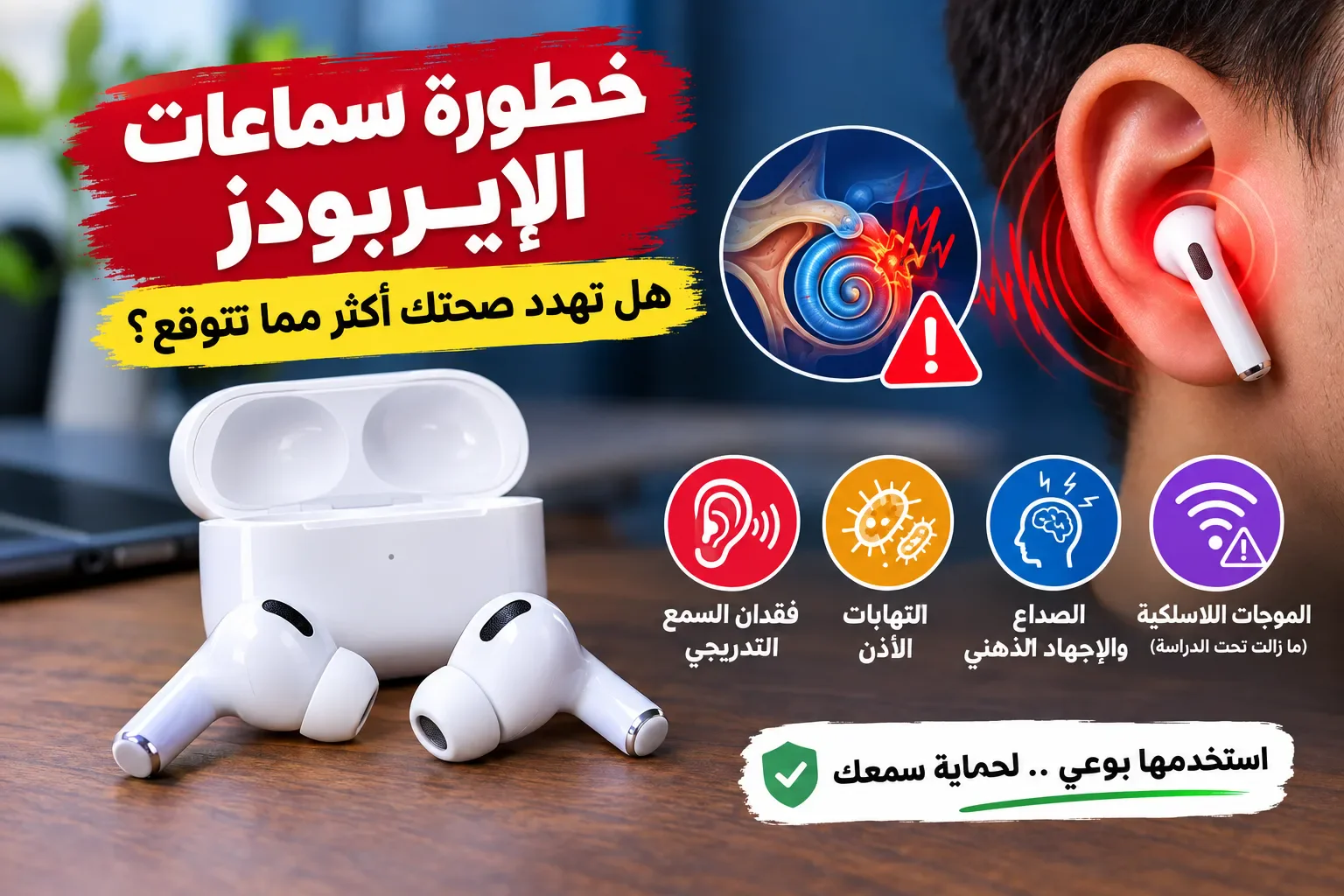 image about                                                     خطورة سماعات الإيربودز.. هل تهدد صحتك أكثر مما تتوقع؟