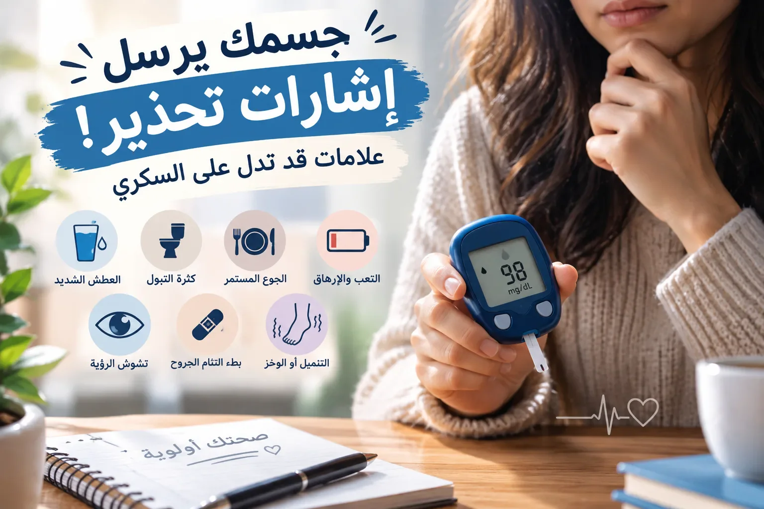 image about 👉 جسمك يرسل إشارات تحذير! علامات قد تدل على السكري. 
