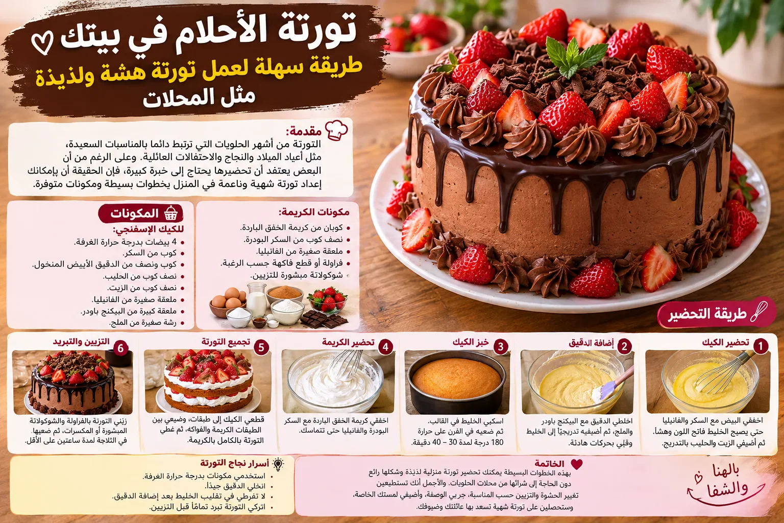 image about تورتة الأحلام في بيتك: طريقة سهلة لعمل تورتة هشة ولذيذة مثل المحلات