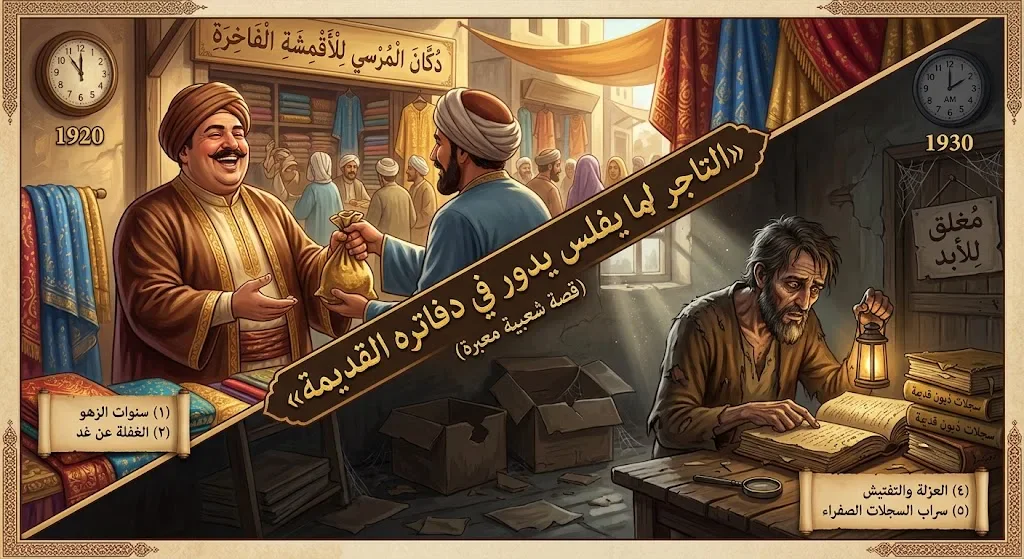 image about التاجر لما يفلس يدور في دفاتره القديمة