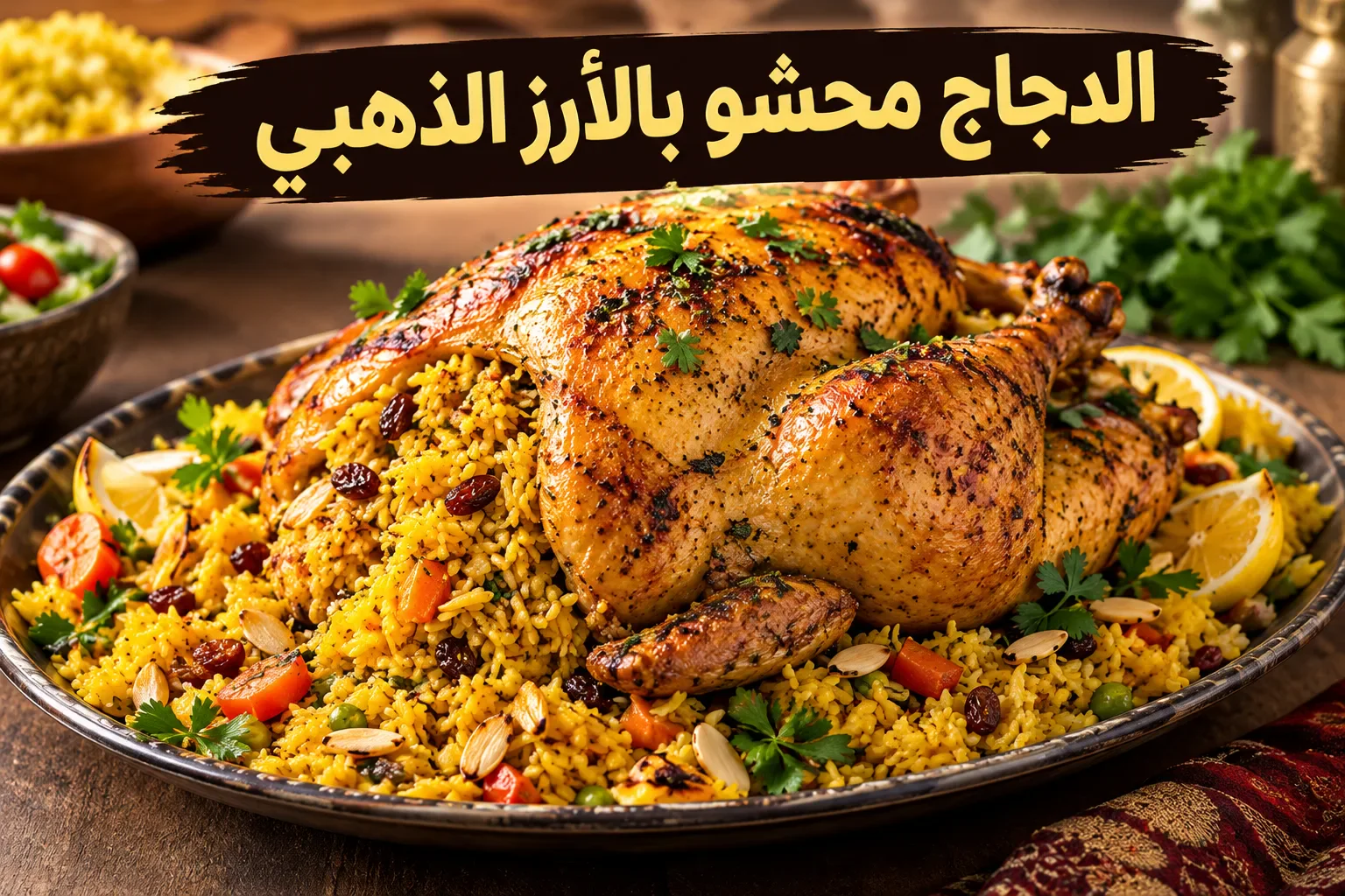 image about الدجاج المحشو بالأرز الذهبي.. وصفة فاخرة تجمع بين المذاق الشرقي وسحر المائدة