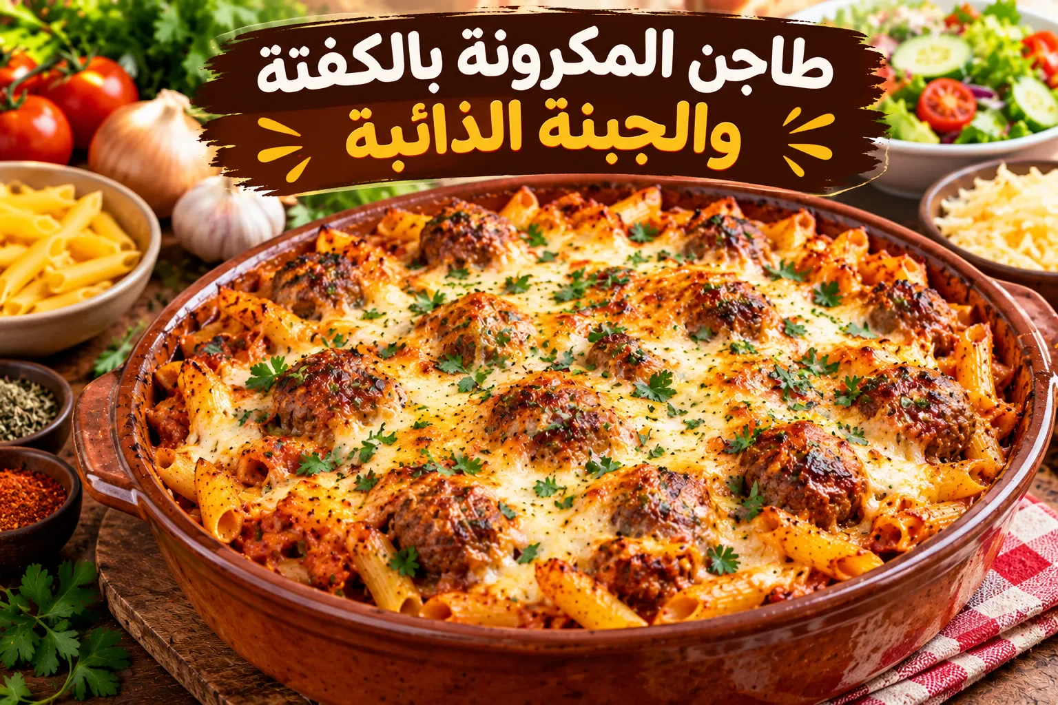 image about 🍝 طاجن المكرونة بالكفتة والجبنة الذائبة.. سر الوجبة التي ستجعل الجميع يطلبون المزيد!