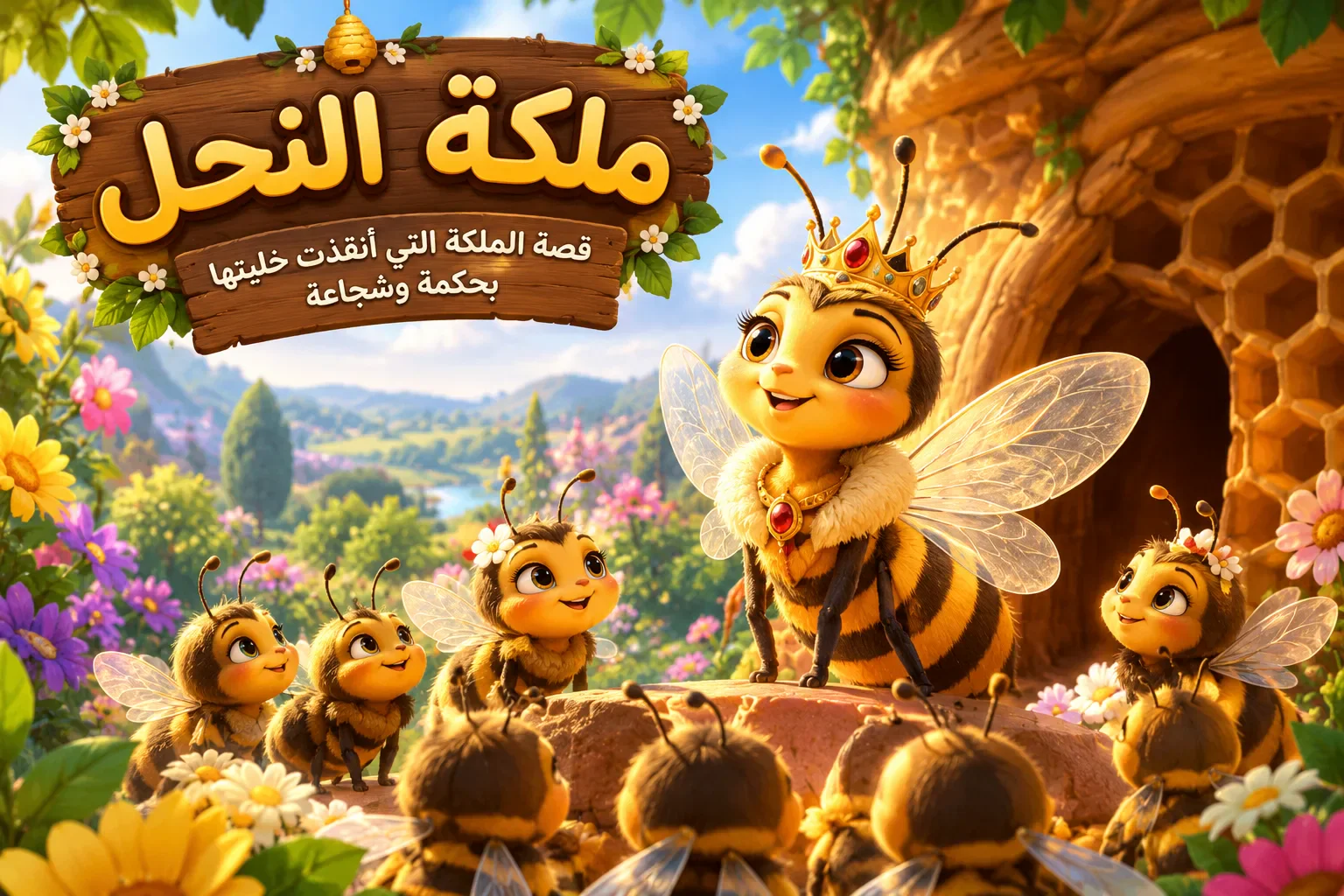 image about 🐝 ملكة النحل.. قصة الملكة التي أنقذت خليتها بحكمة وشجاعة