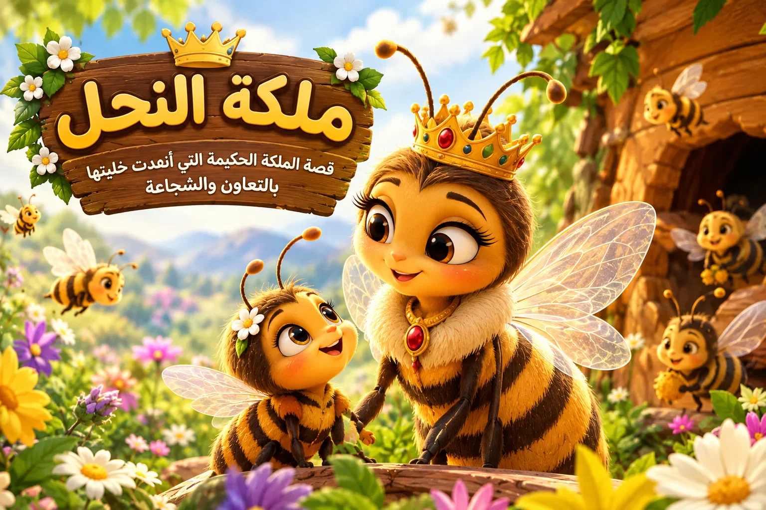image about 🐝 ملكة النحل.. قصة الملكة الحكيمة التي أنقذت خليتها بالتعاون والشجاعة