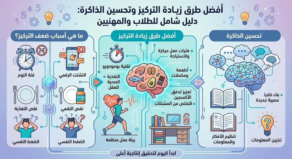 image about أفضل طرق زيادة التركيز وتحسين الذاكرة: دليل شامل للطلاب والمهنيين