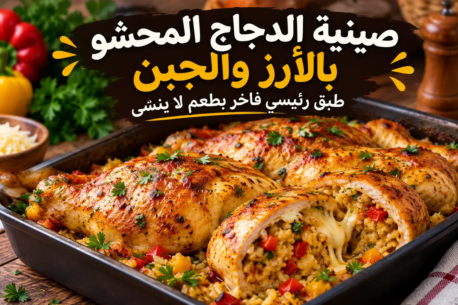 image about صينية الدجاج المحشو بالأرز والجبن.. طبق رئيسي فاخر بطعم لا يُنسى 😋