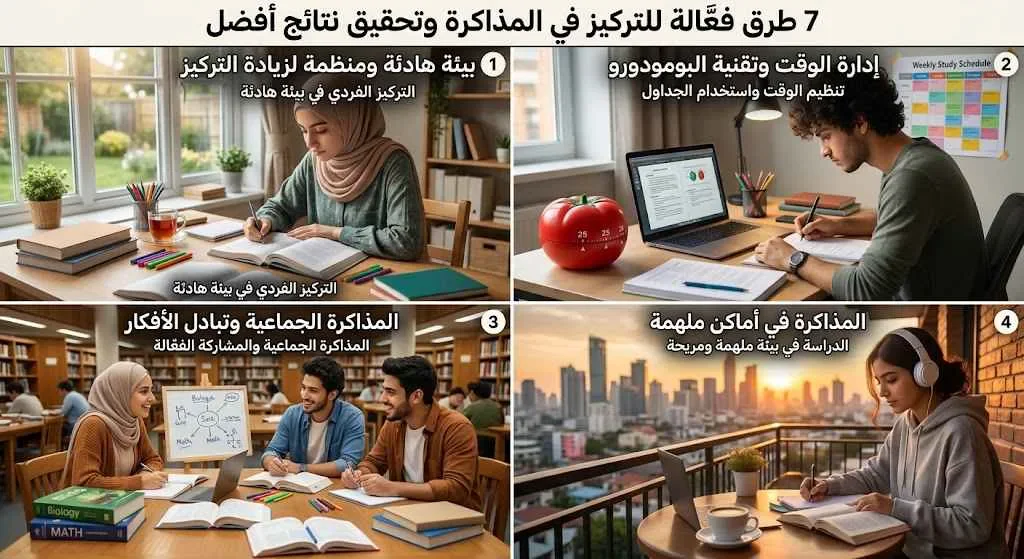 image about 7 طرق فعّالة للتركيز في المذاكرة وتحقيق نتائج أفضل