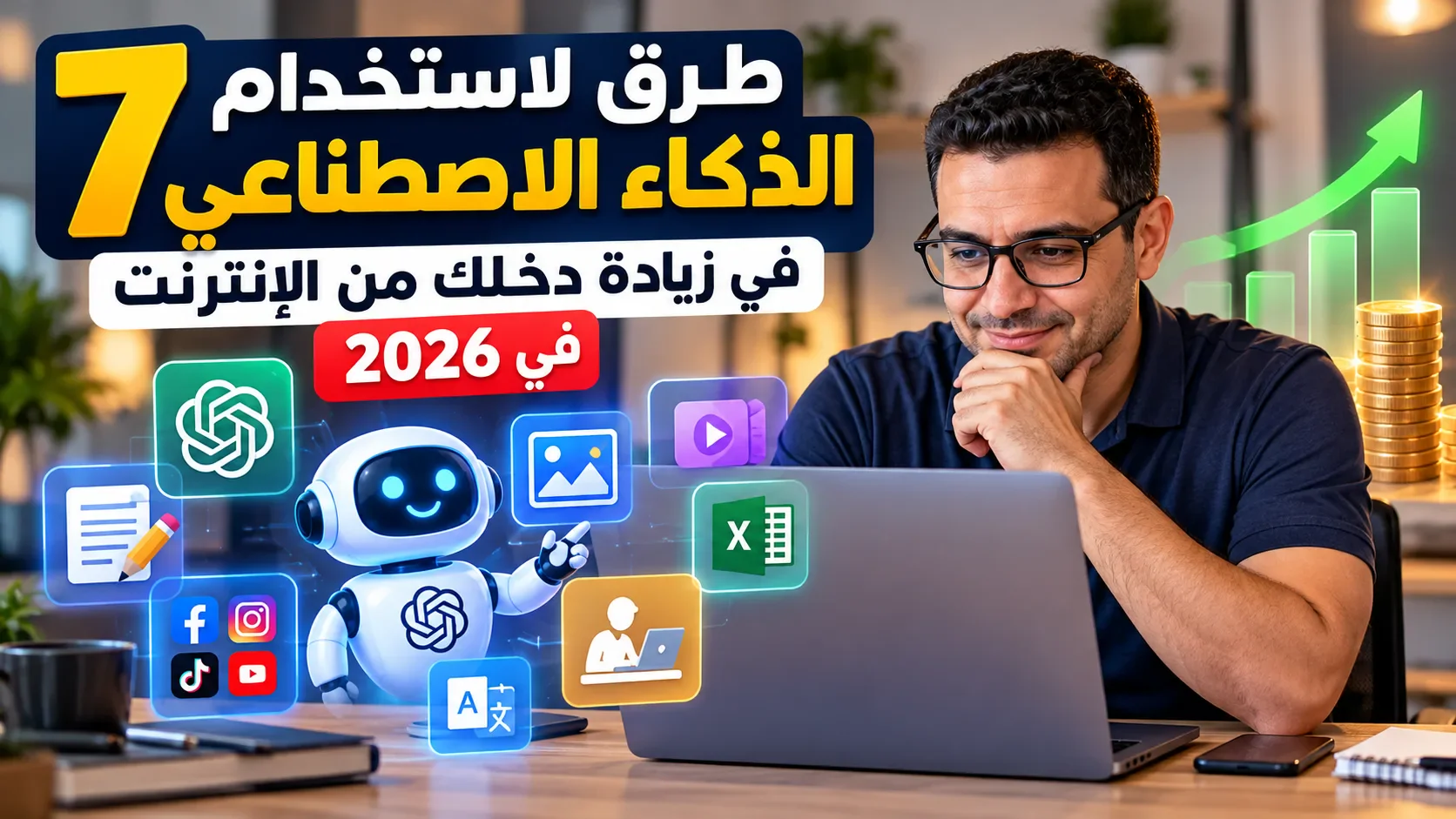 image about 7 طرق لاستخدام الذكاء الاصطناعي في زيادة دخلك من الإنترنت في 2026