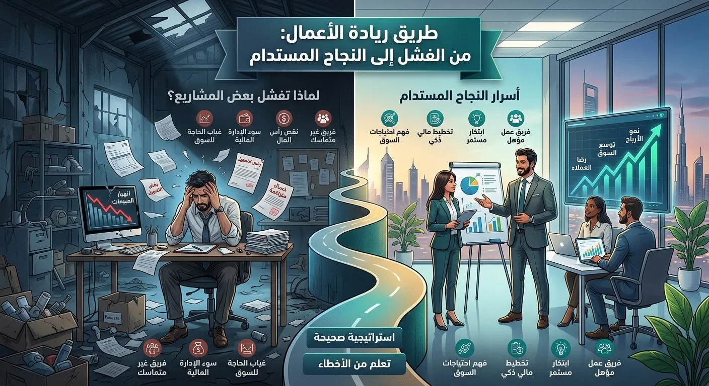 image about سر الفارق بين الفشل والنجاح في عالم ريادة الأعمال: كيف تحول مشروعك القادم إلى قصة نجاح مستدامة؟