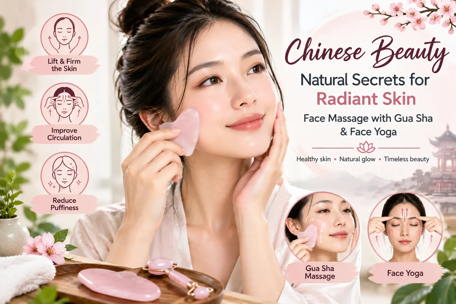 image about # Secrets of Chinese Beauty: Benefits of Gua Sha Facial Massage and Face Yoga for Naturally Glowing Skin with easy steps