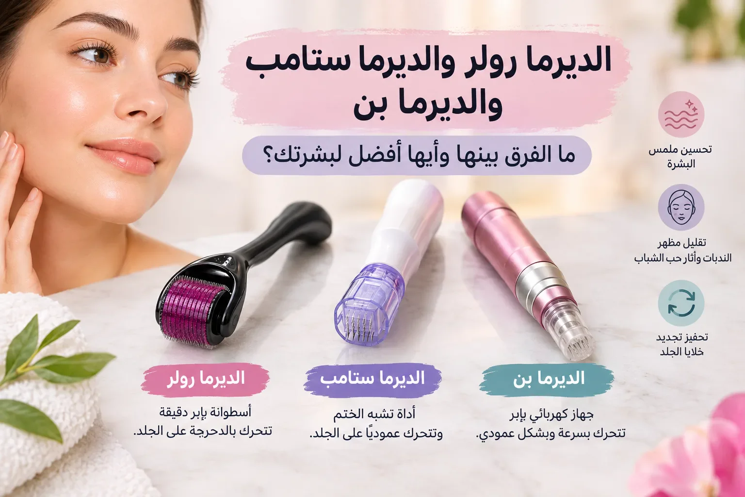 image about الديرما رولر  والديرما ستامب  والديرما بن :  طرق حديثة للعناية بالبشرة فما الفرق بينهم وأيهم  أفضل  لنضارة  وصحة بشرتك ؟