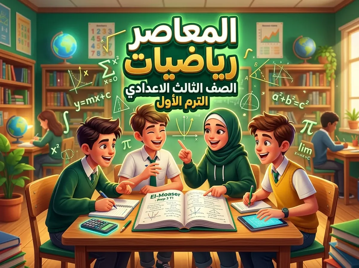 image about 📥 تحميل كتاب المعاصر ماث ثالثة إعدادي لغات الترم الأول 2027 PDF جزء الشرح كامل