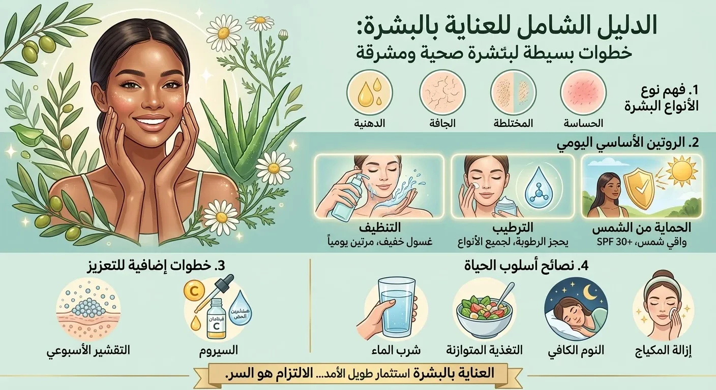 image about الدليل الشامل للعناية بالبشرة: خطوات بسيطة لبشرة صحية ومشرقة
