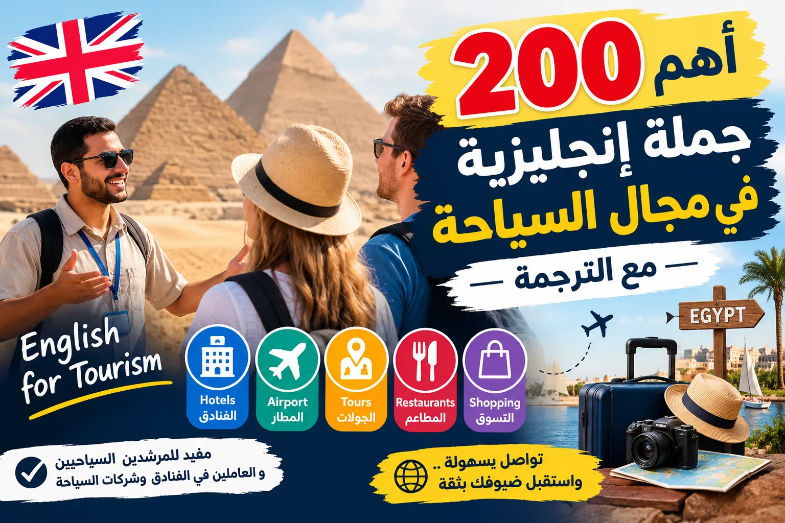 image about # أهم 200 جملة إنجليزية في مجال السياحة مع الترجمة العربية 🇬🇧🇪🇬