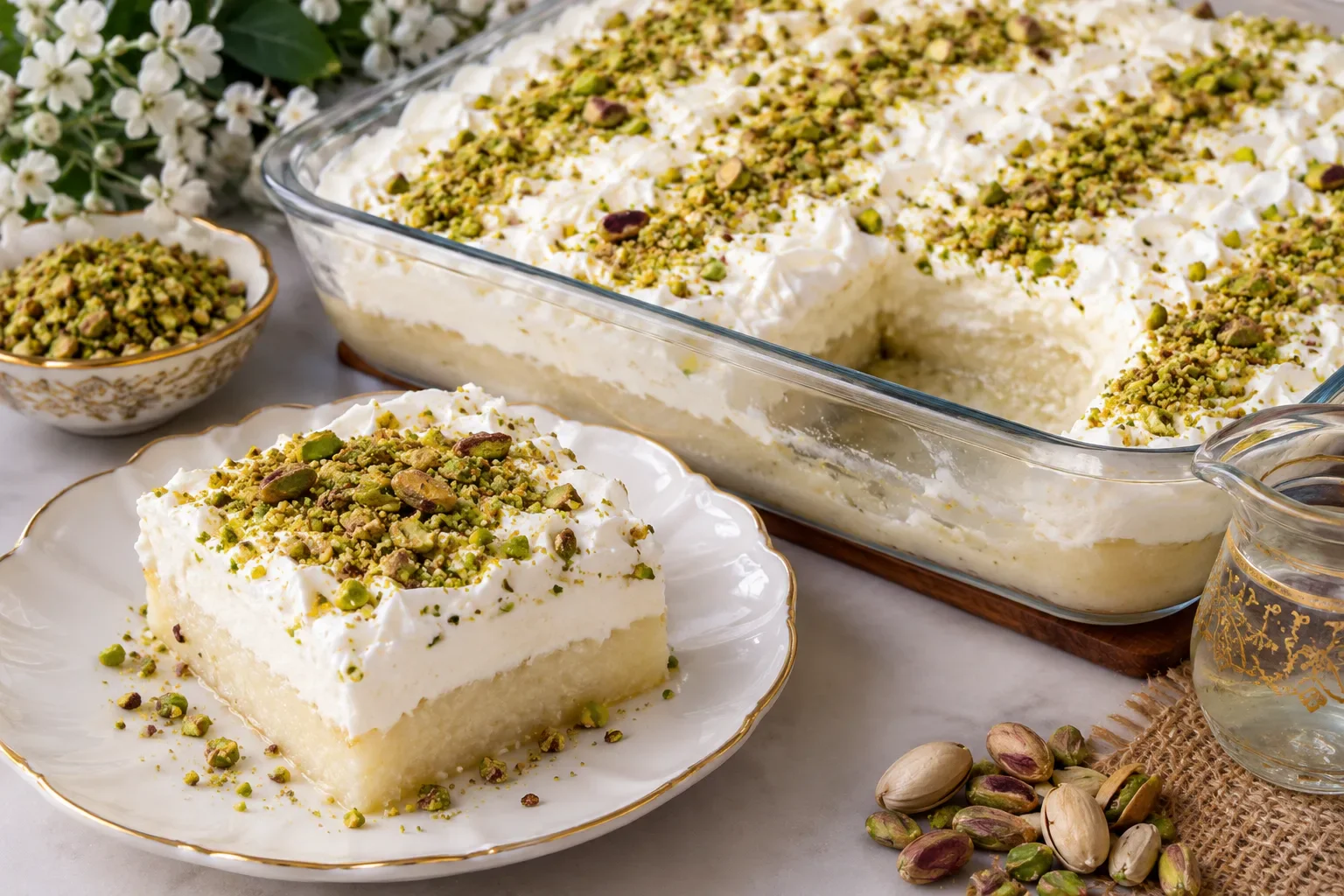 image about طريقة عمل ليالي لبنان الأصلية بالقشطة والفستق الحلبي