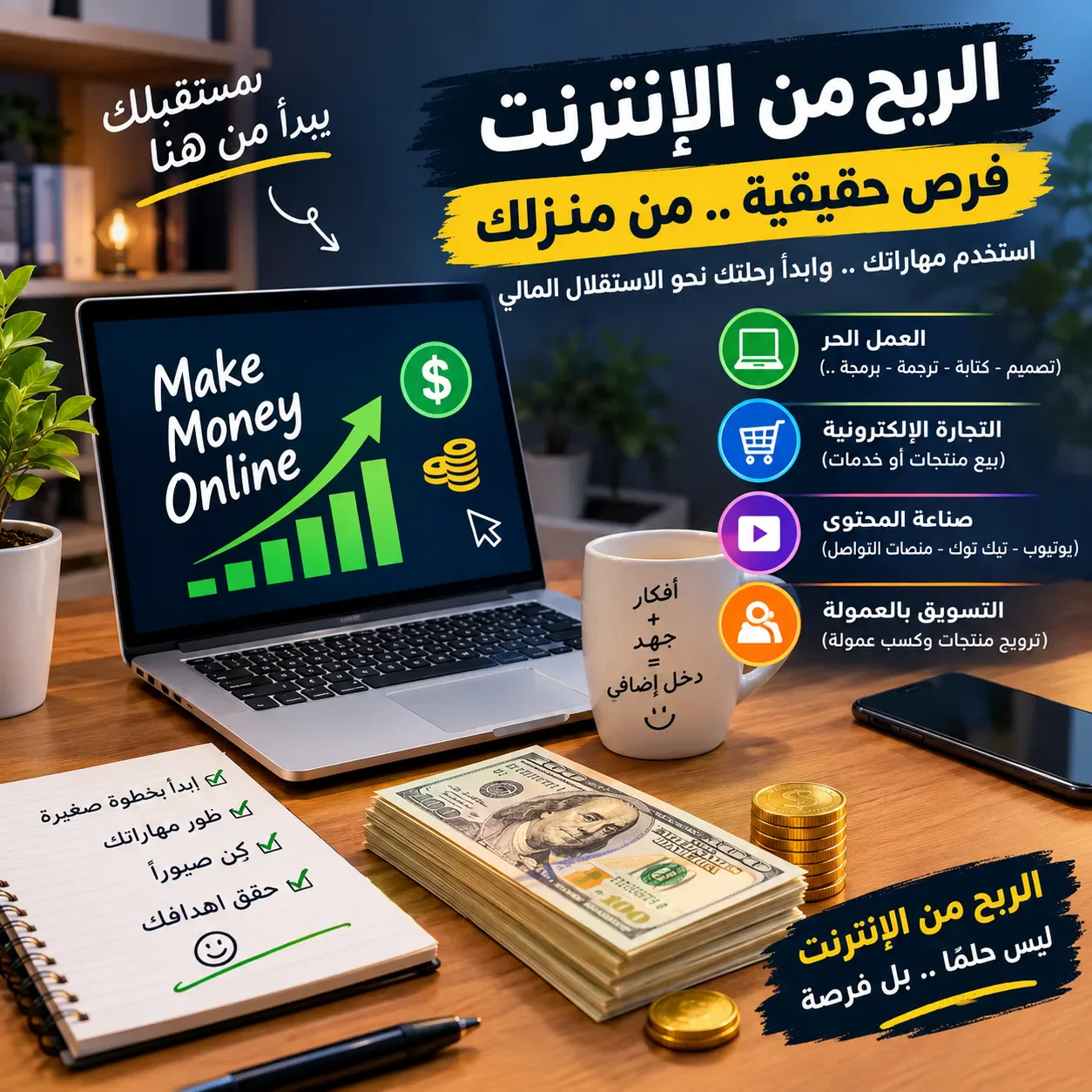 image about  الربح من الإنترنت: دليلك لبدء تحقيق دخل إضافي من المنزل 