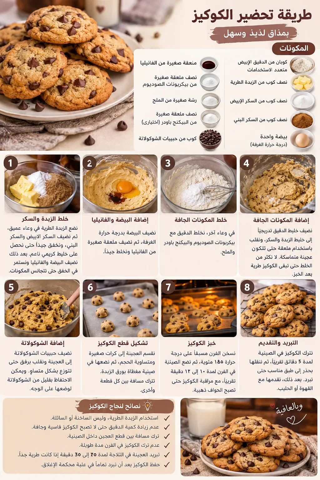 image about طريقة تحضير الكوكيز بالشوكولاتة في المنزل بمذاق لذيذ وقوام هش