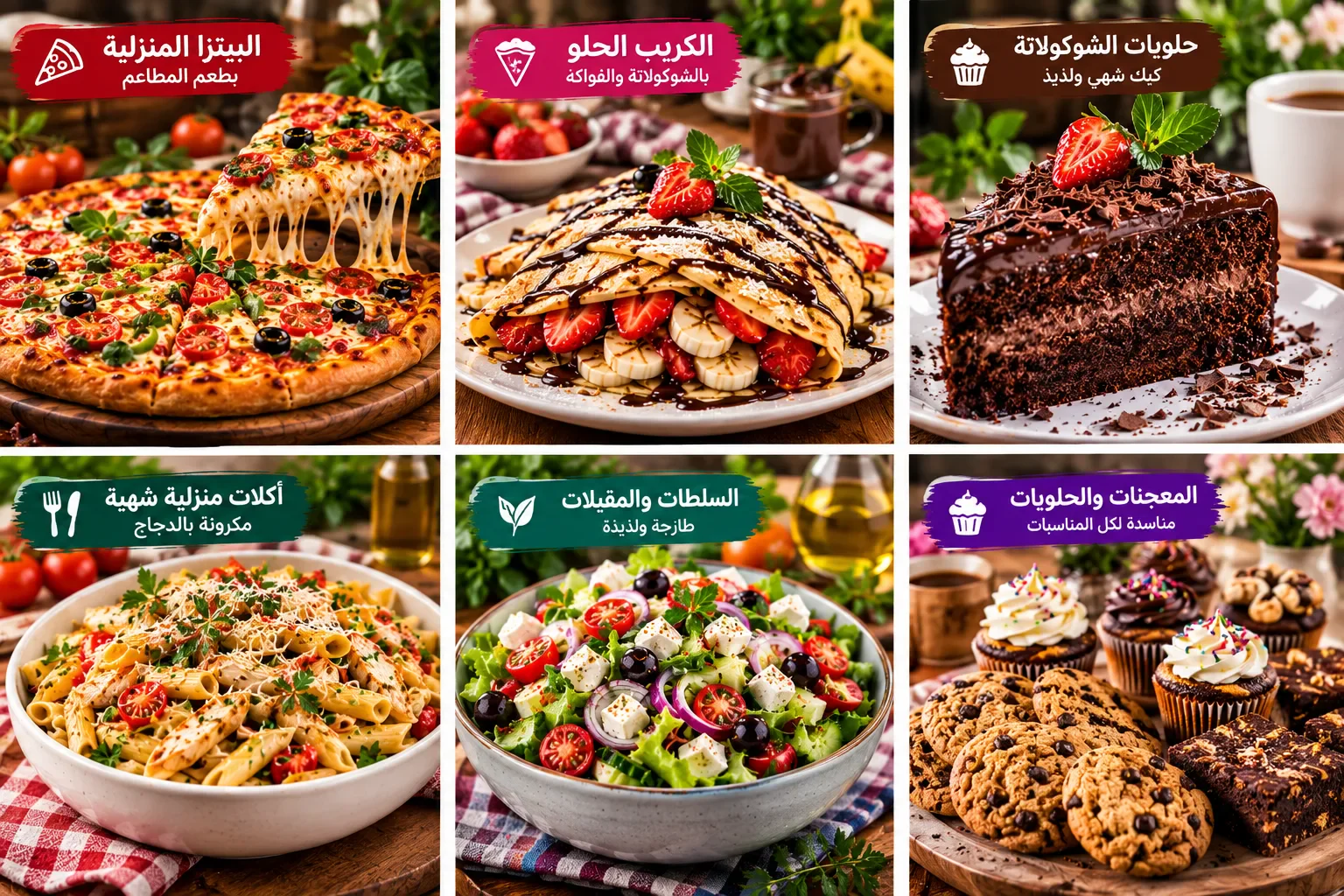 image about دليل المطبخ الشامل: أشهى الأكلات والحلويات والبيتزا والكريب في بيتك