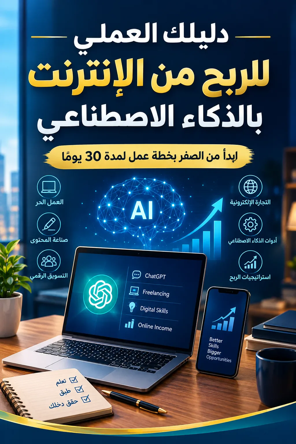 image about دليل الربح من الإنترنت بالذكاء الاصطناعي والعمل الحر للمبتدئين