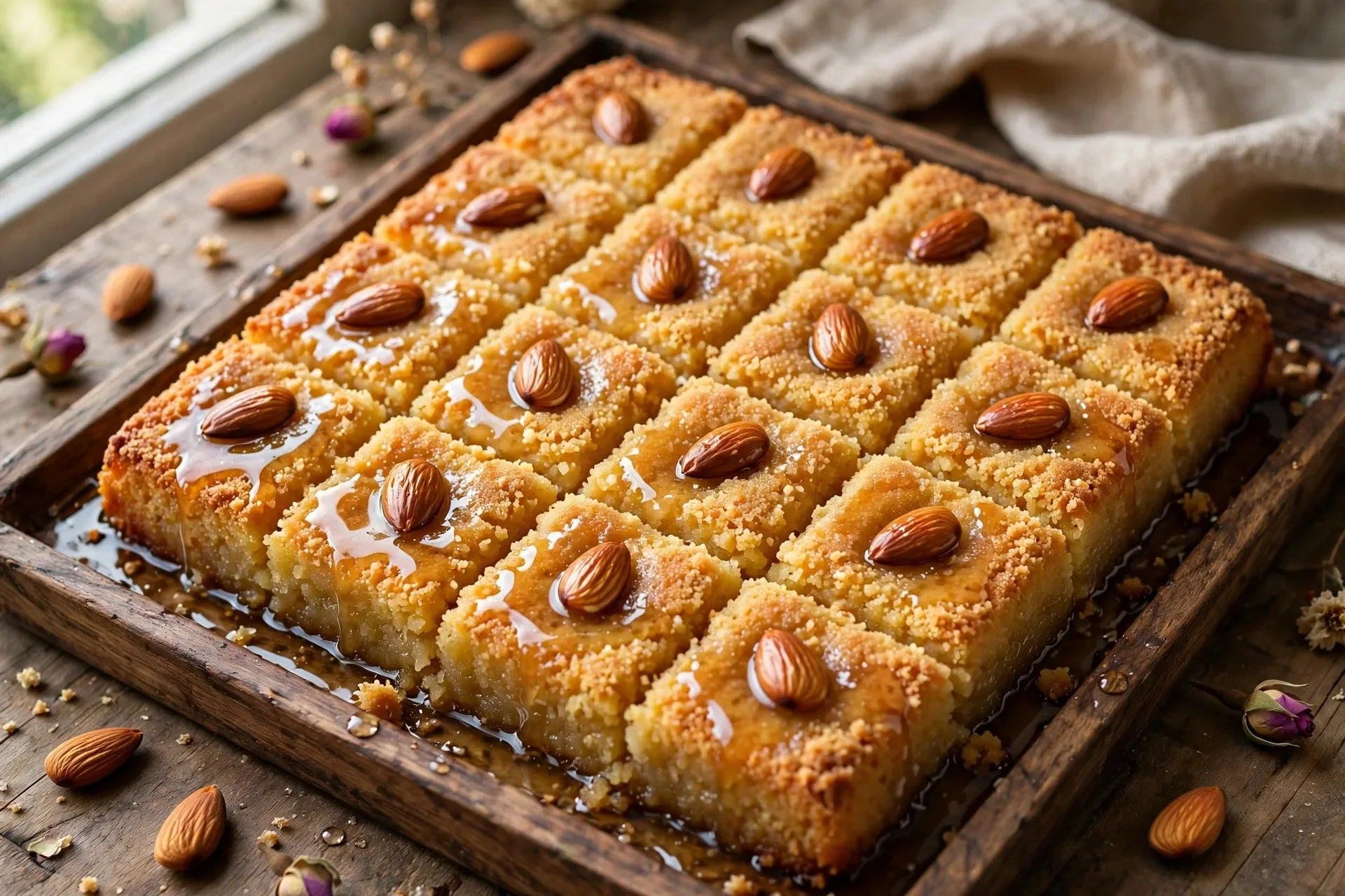 image about طريقة عمل البسبوسة المرملة في المنزل زي محلات الحلواني