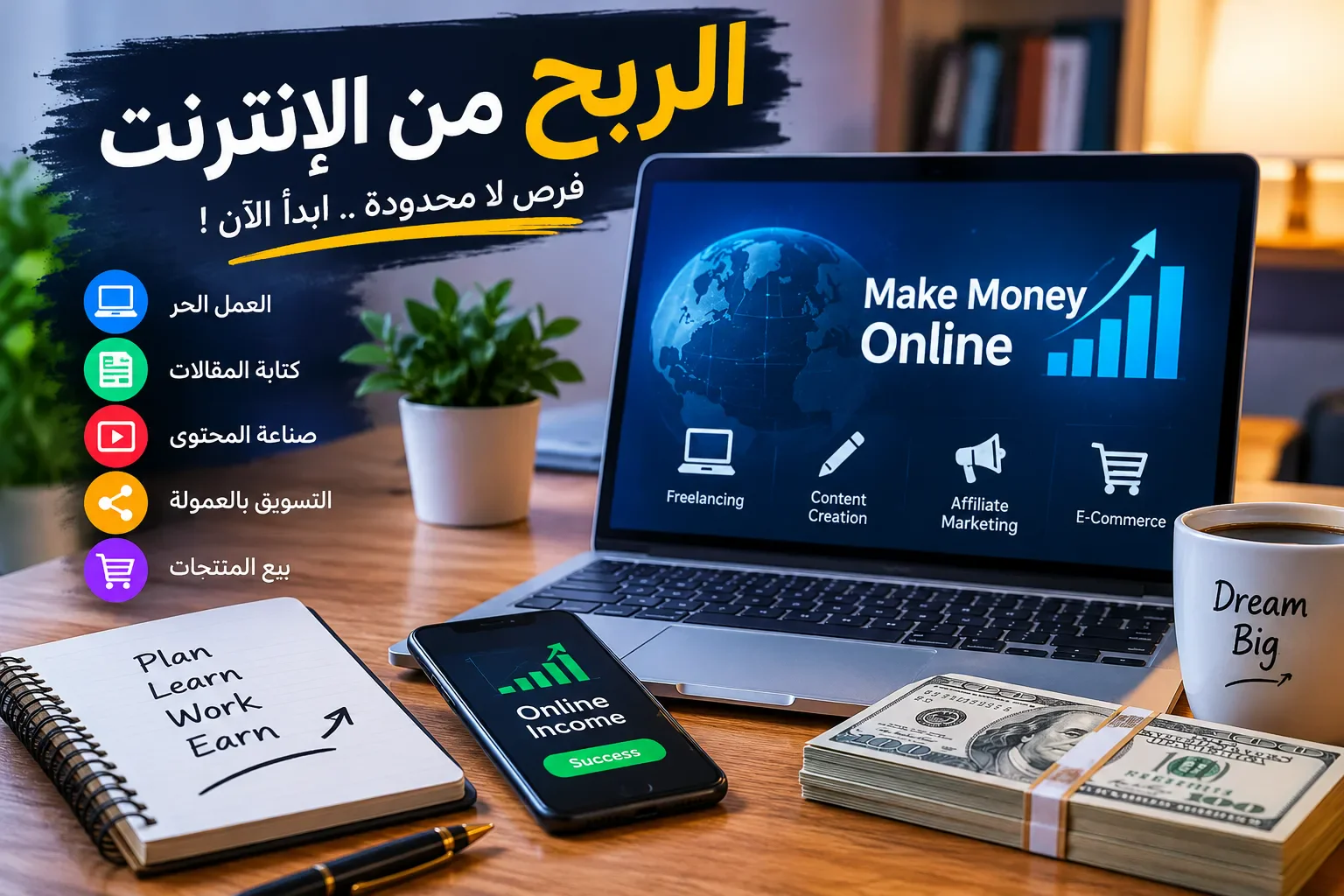 image about 💰 الربح من الإنترنت: دليلك الشامل لتحقيق دخل إضافي من المنزل