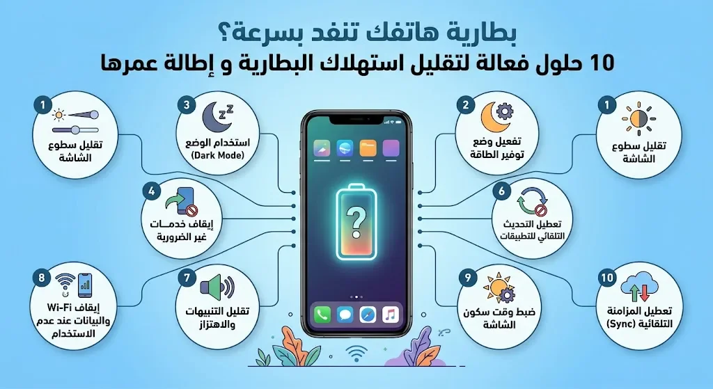 image about بطارية هاتفك تنفد بسرعة؟ 10 حلول فعالة لتقليل استهلاك البطارية و إطالة عمرها 