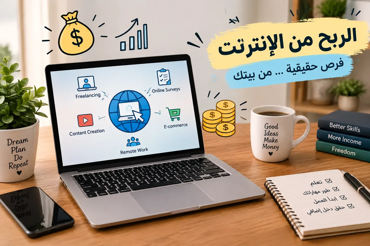 image about الربح من الإنترنت للمبتدئين: أفضل طرق العمل من المنزل وتحقيق دخل إضافي