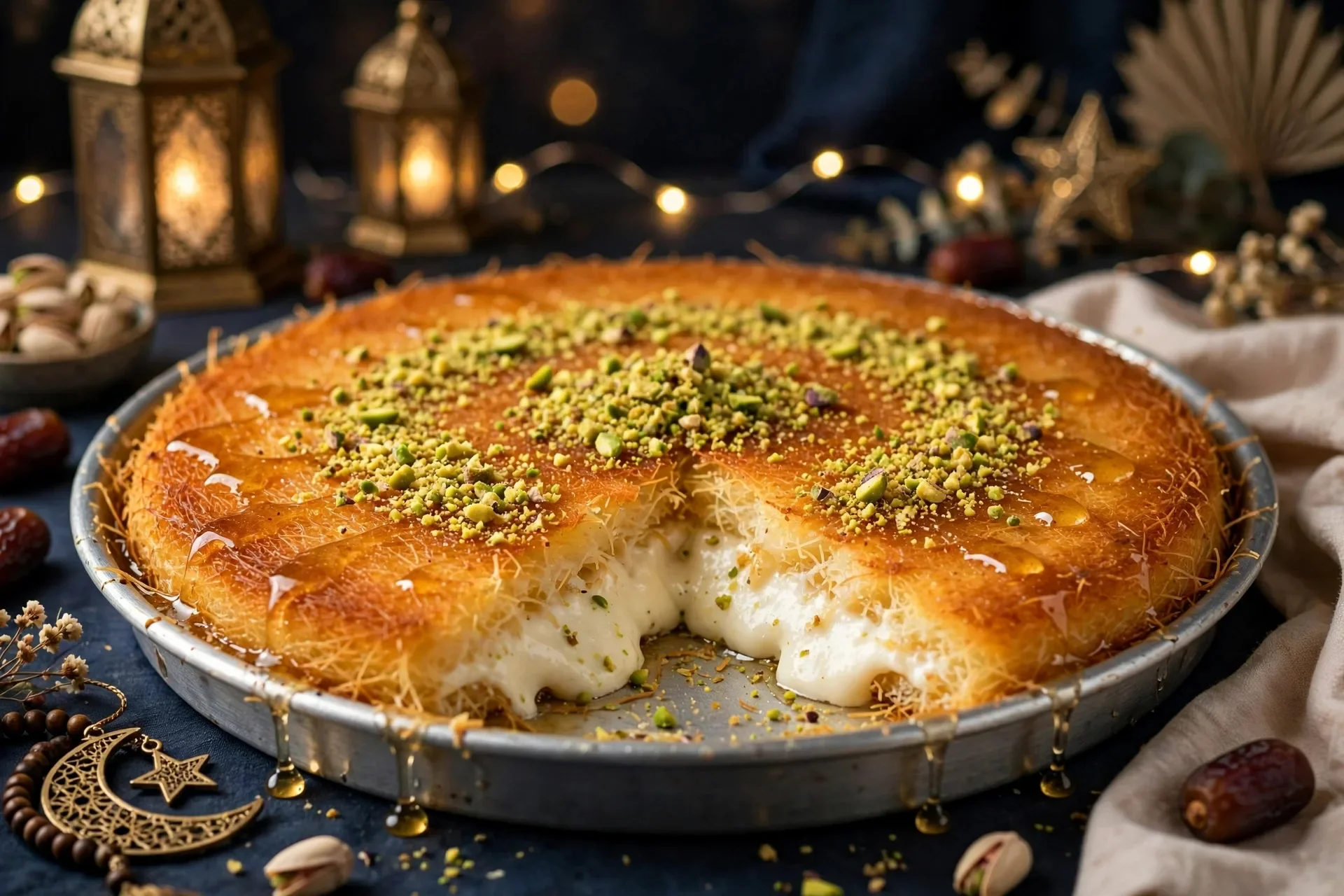 image about طريقة عمل الكنافة النابلسية الناعمة بالقشطة والجبنة المطاطة