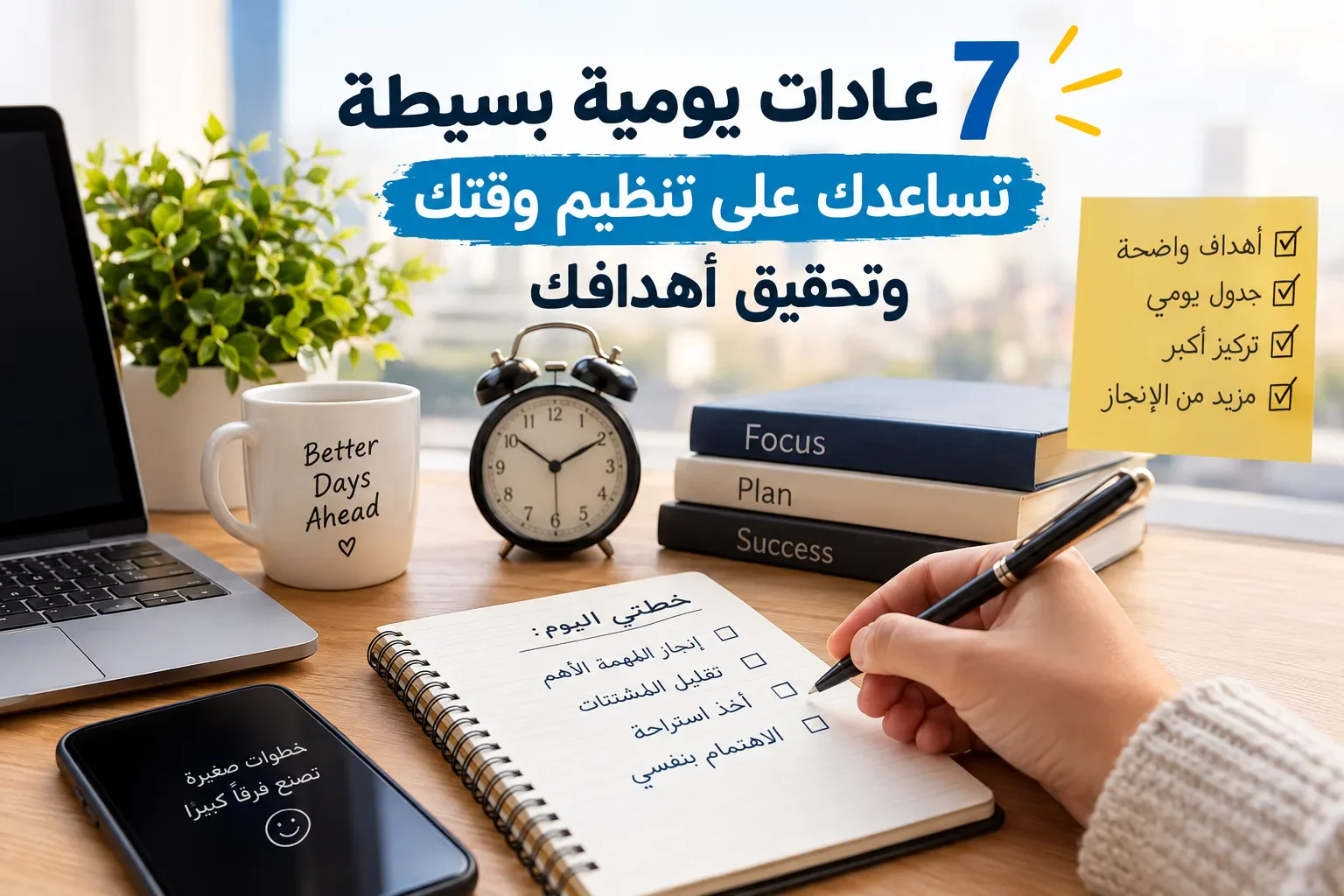 image about 7 عادات يومية بسيطة تساعدك على تنظيم وقتك وتحقيق أهدافك
