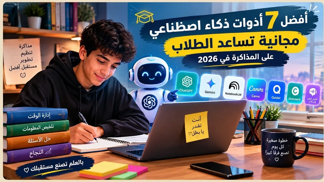 image about أفضل 7 أدوات ذكاء اصطناعي مجانية تساعد الطلاب على المذاكرة في 2026 