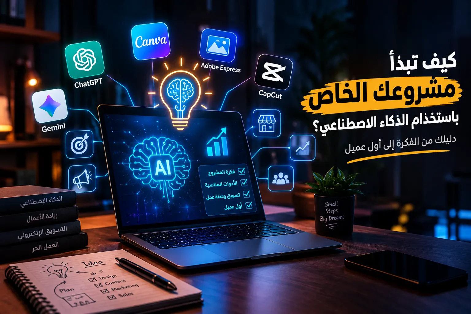 image about كيف تستخدم الذكاء الاصطناعي وانشاء مشروعك الخاص من الصفر