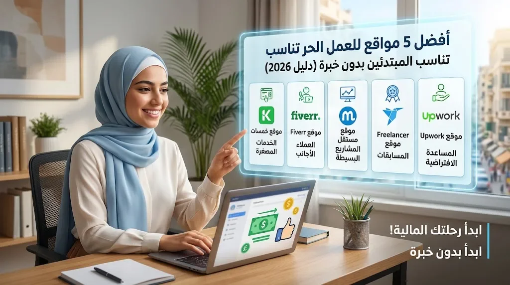 image about أفضل 5 مواقع للعمل الحر تناسب المبتدئين بدون خبرة (دليل 2026)