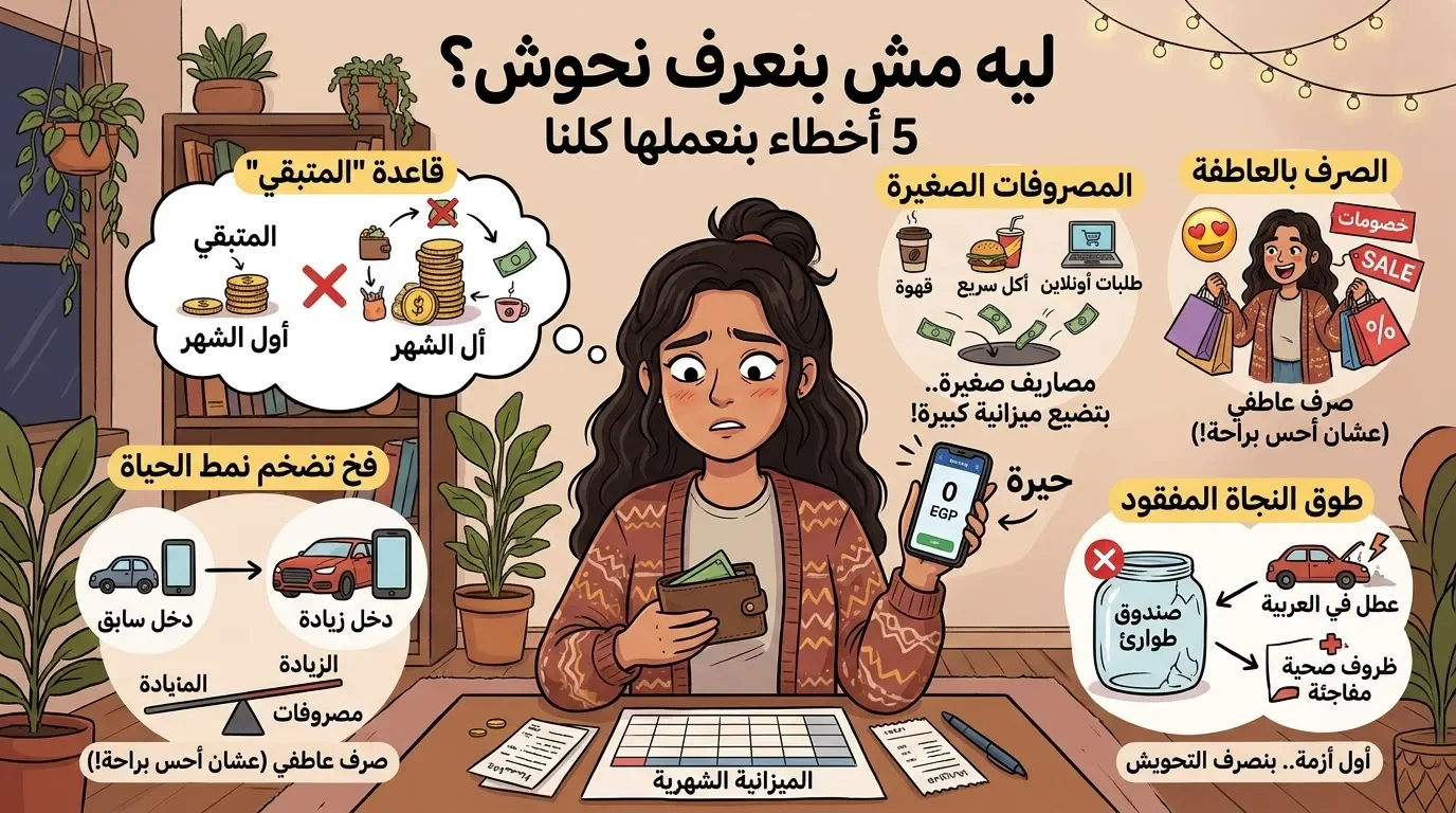 image about ليه مش بتعرف تحوش فلوس؟ 5 أخطاء بنعملها كلنا في المصروف
