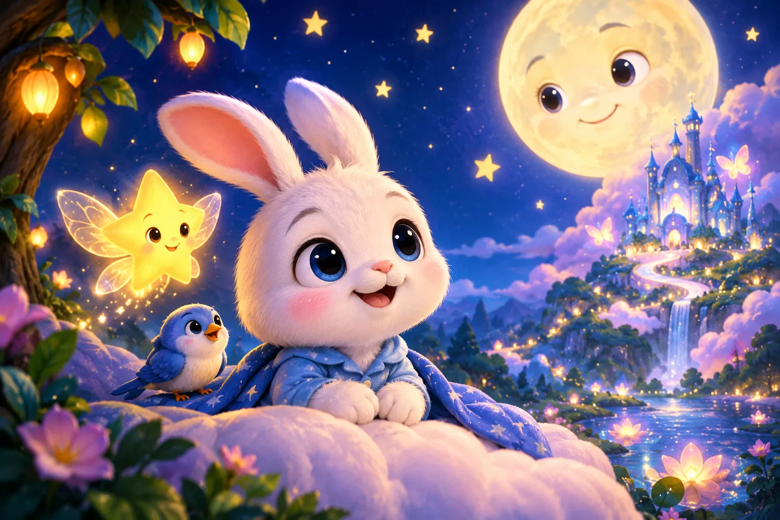 image about حكاية الأرنب لوز وقمر الأحلام 🌙🐰 | قصة أطفال قبل النوم | حواديت جميلة وهادئة