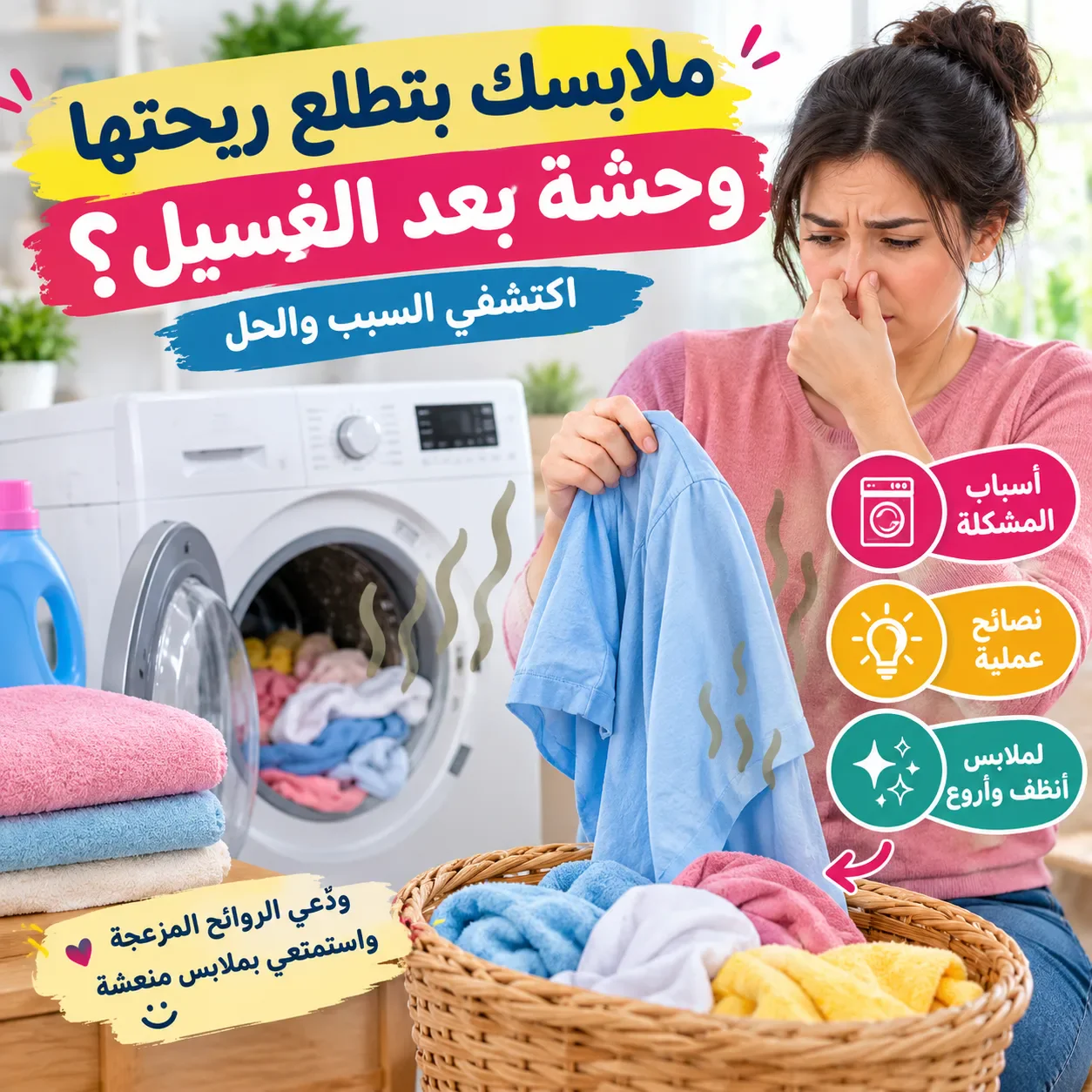 image about لماذا تخرج الملابس برائحة كريهة من الغسالة رغم استخدام المسحوق؟ إليكِ الحل