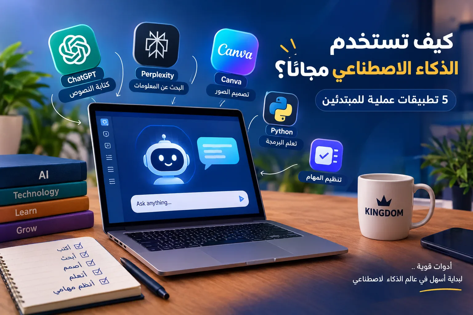 image about كيف تستخدم الذكاء الاصطناعي مجانًا؟ 5 تطبيقات عملية للمبتدئين