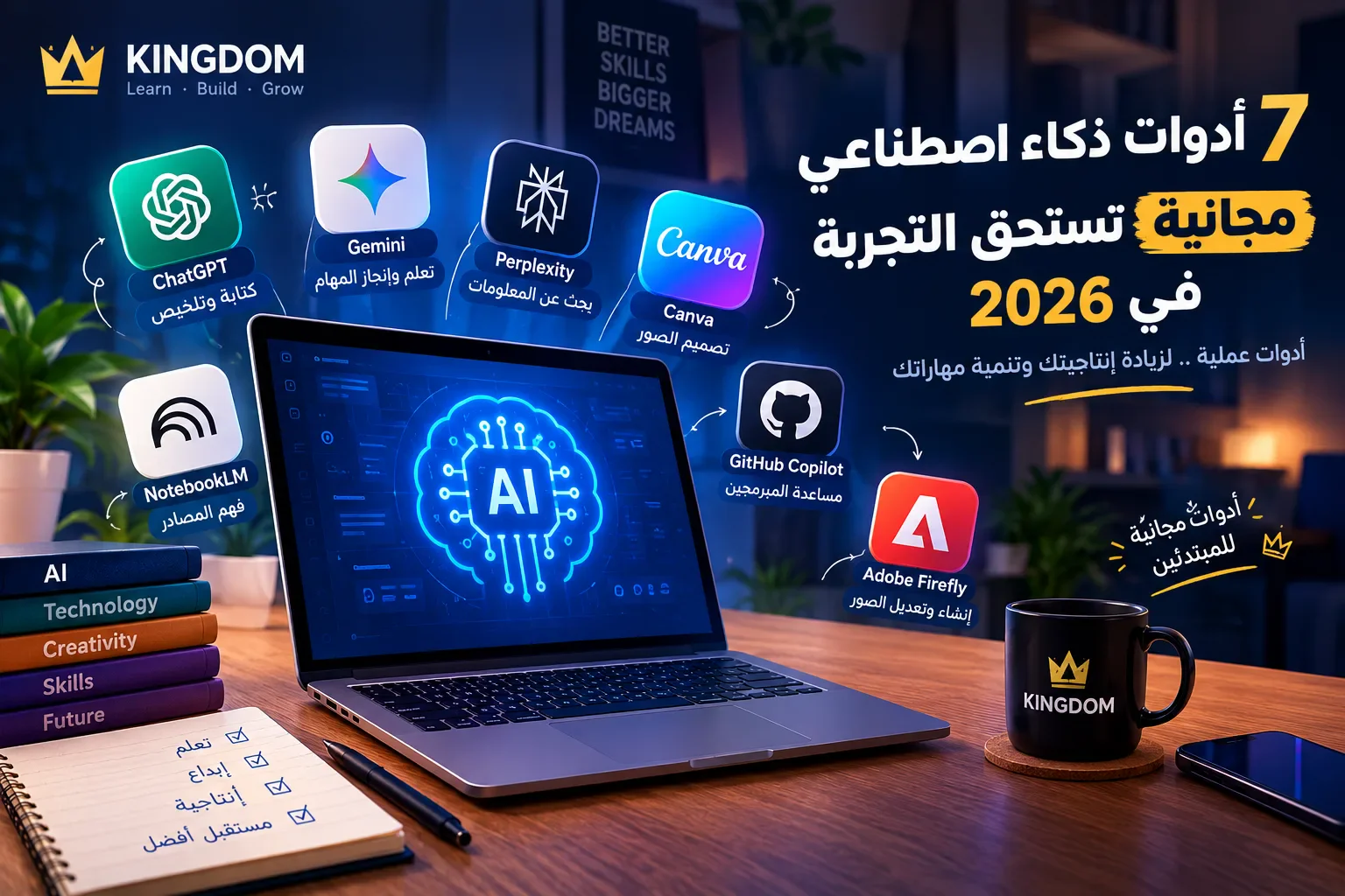 image about 7 أدوات ذكاء اصطناعي مجانية تستحق التجربة في 2026