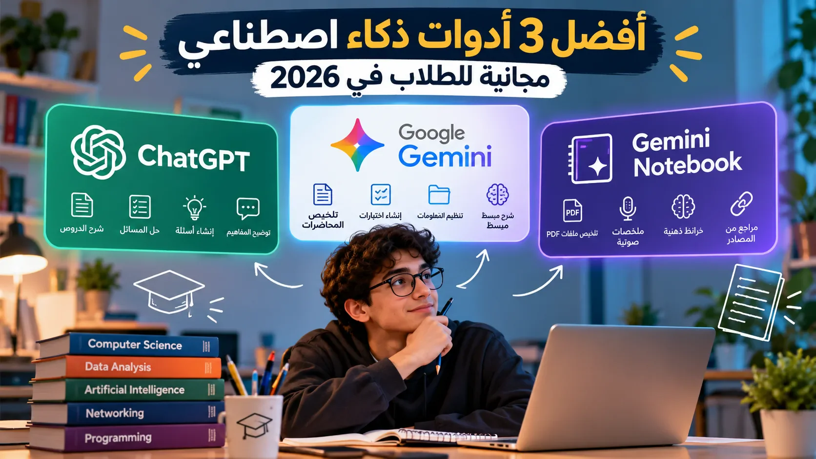 image about أفضل 3 أدوات ذكاء اصطناعي مجانية للطلاب في 2026 لتسهيل المذاكرة