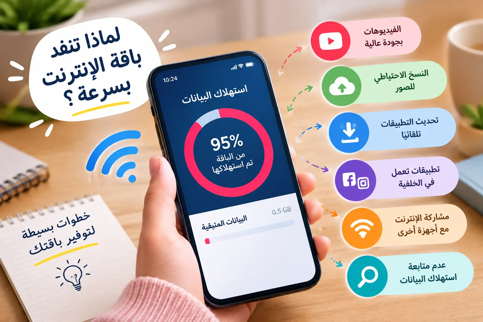 image about لماذا تنفد باقة الإنترنت بسرعة رغم قلة الاستخدام؟ 7 أسباب لا ينتبه إليها كثيرون